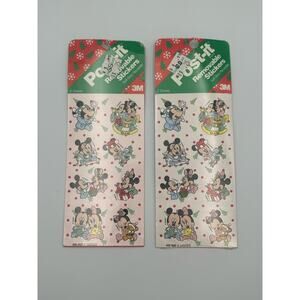 Vtg Removable Stickers 3M Post It 1980’s Mickey Minnie Mouse Disney Christmas